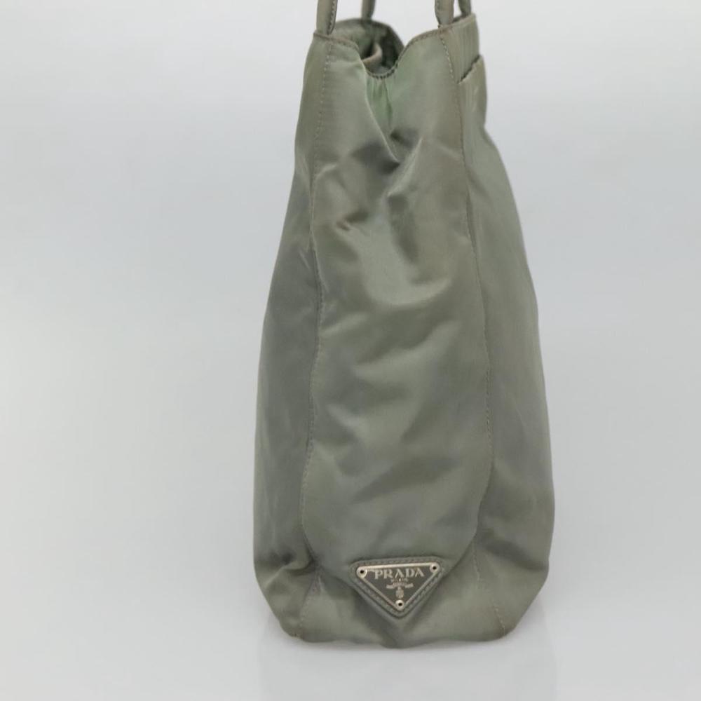 PRADA Tote Bag Nylon Khaki Silver Auth 131158 - Picture 3 of 16
